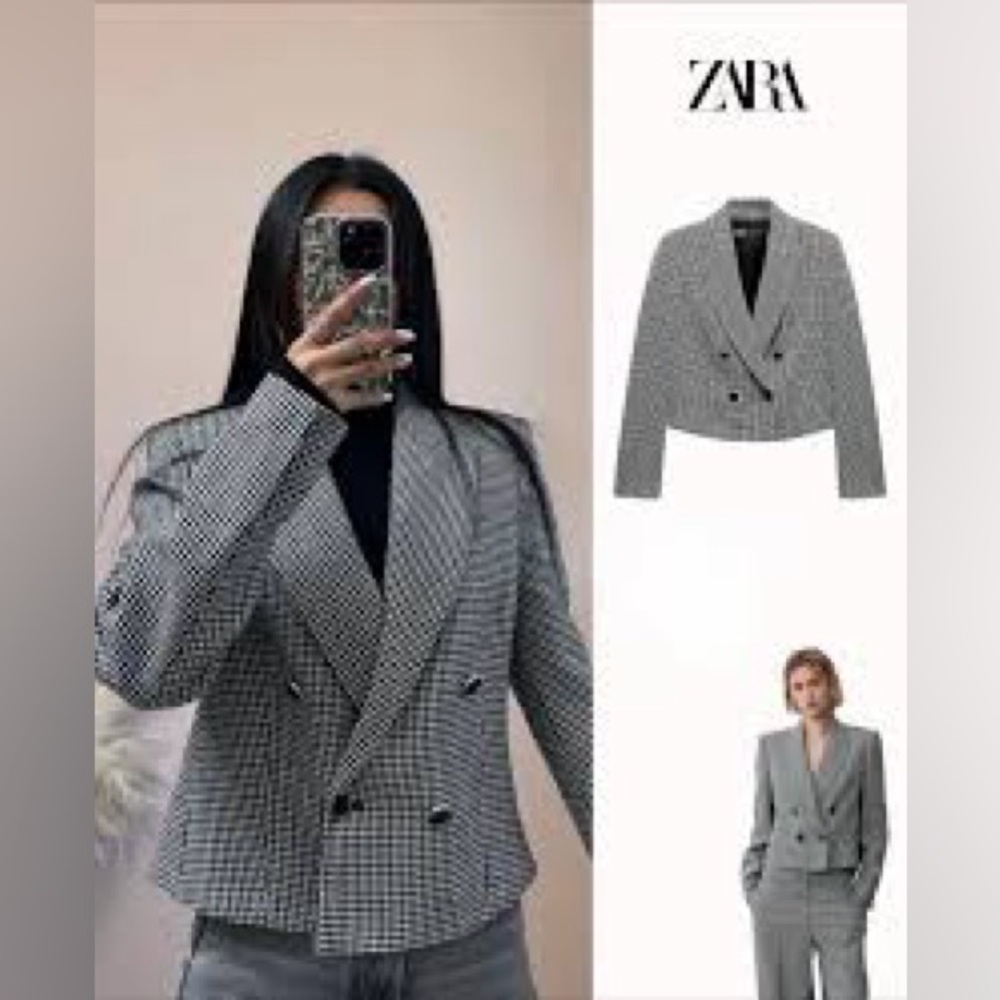 Zara Plaid Short Blazer Size Small